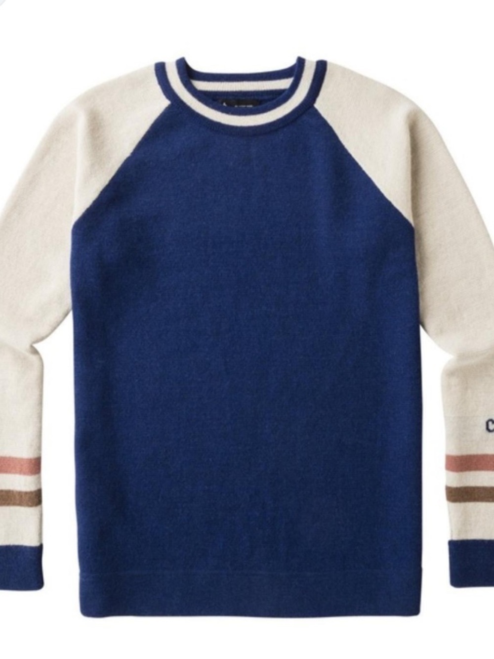 Cotopaxi Women's Libre Cashllama Blue and Cream Raglan Sweater